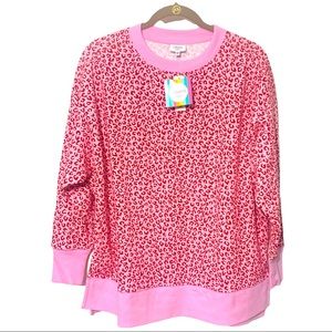 Leopard print pink cabana oversized comfy sweatshirt by Crown & Ivy one size